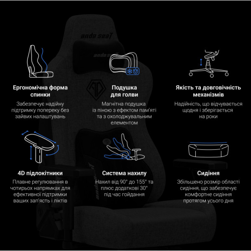 Кресло игровое Anda Seat Kaiser 3E XL Orange Fabric (AD23YC-XL-09-O-CF-O01)