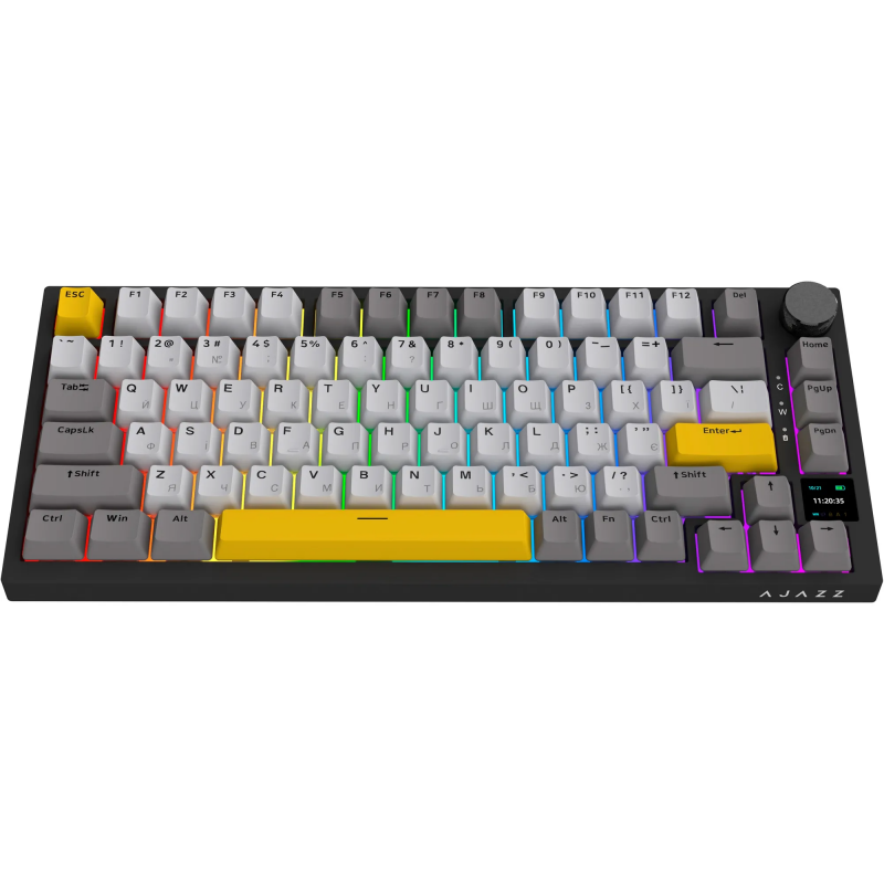 Бездротова механічна клавіатура Ajazz AK820 PRO 75% Flying Fish Switch Black RGB (AK820PRO-FF-BGY)