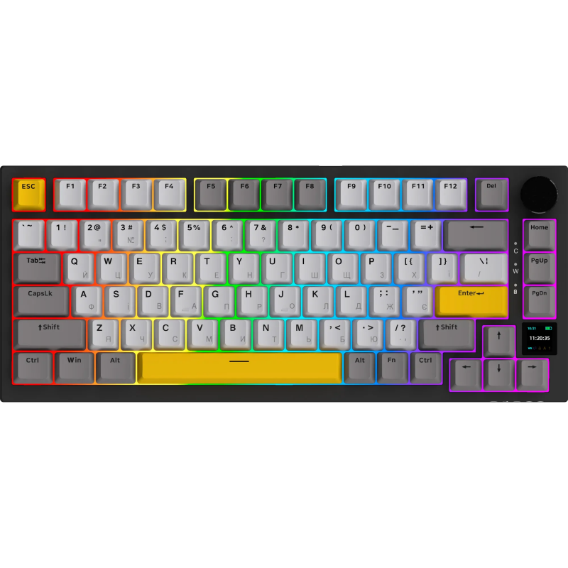 Бездротова механічна клавіатура Ajazz AK820 PRO 75% Flying Fish Switch Black RGB (AK820PRO-FF-BGY)