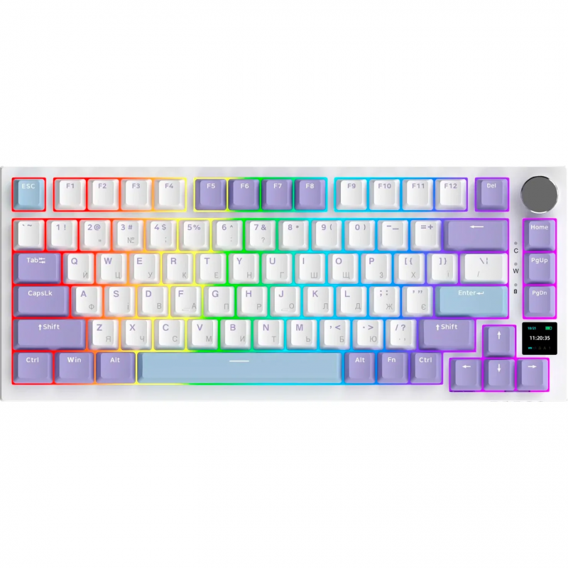 Бездротова механічна клавіатура Ajazz AK820 PRO 75% Flying Fish Switch White RGB (AK820PRO-FF-PWB)