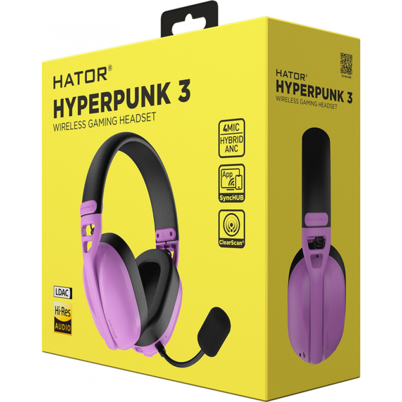 Ігрова гарнітура HATOR HYPERPUNK 3 Hi-Res (ESH19) wireless cyber violet, SyncHUB connection