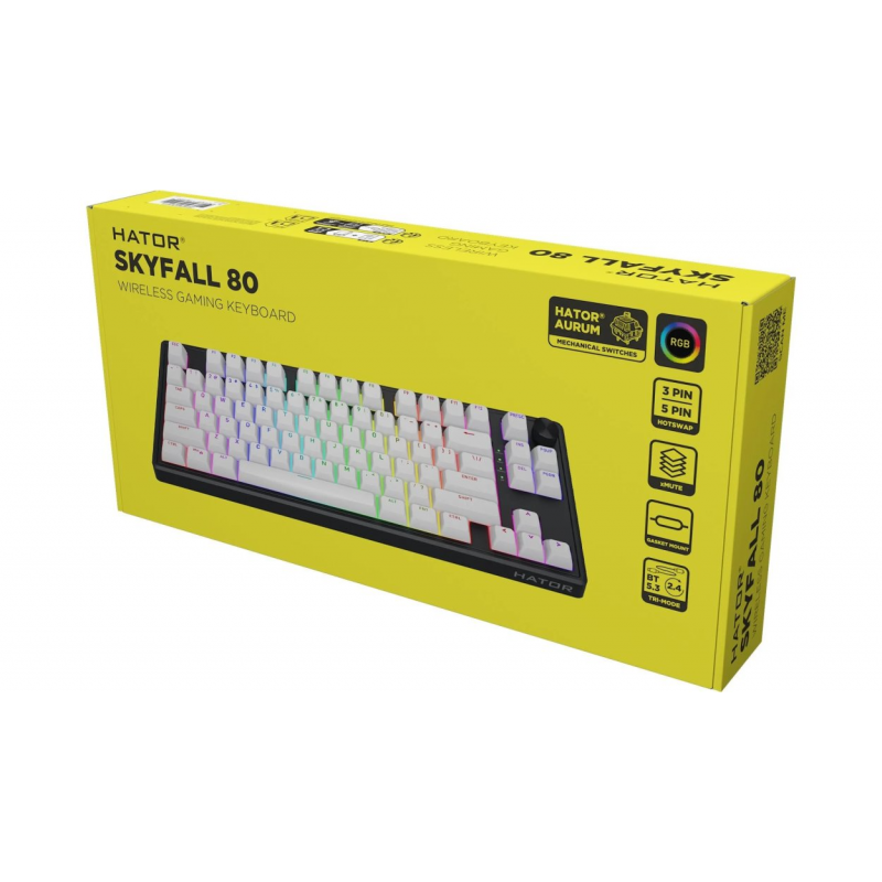 Клавіатура механічна HATOR Skyfall 80 wireless (HTK3180) black-white, US layout