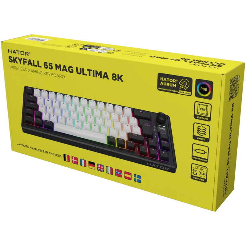 Клавіатура магнітна HATOR Skyfall 65 MAG ULTIMA 8K wireless (HTK3860EU) black-white