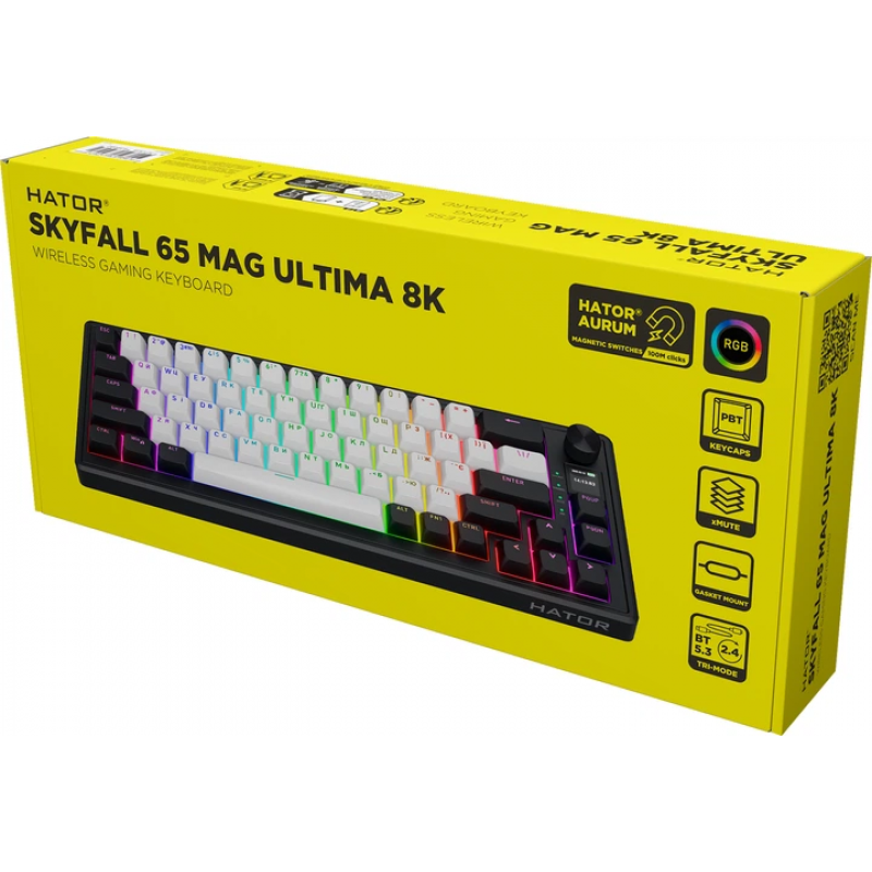 Клавіатура магнітна HATOR Skyfall 65 MAG ULTIMA 8K wireless (HTK3860UA) black-white