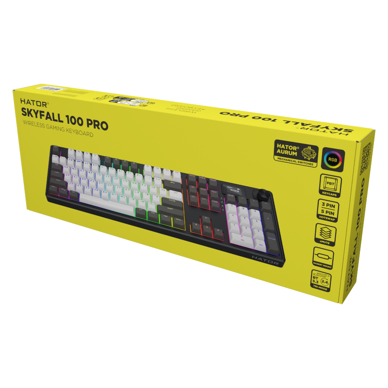 Клавіатура механічна HATOR Skyfall 100 PRO wireless (HTK4100UA) grey-black, silent switches