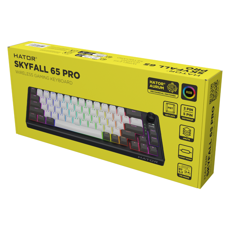 Клавіатура механічна HATOR Skyfall 65 PRO wireless (HTK4160UA) grey-black, silent switches