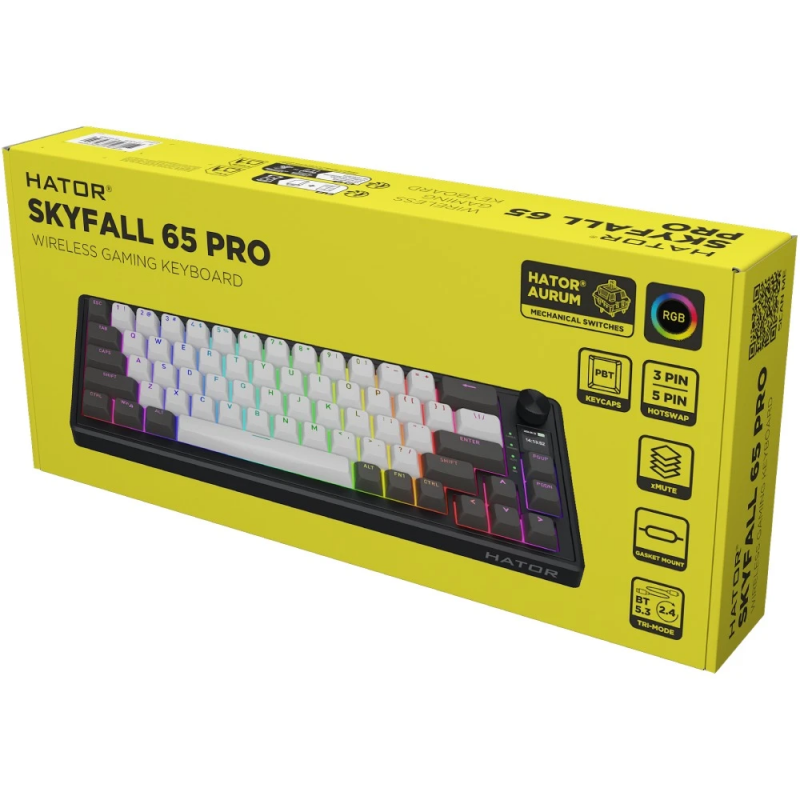 Клавіатура механічна HATOR Skyfall 65 PRO wireless (HTK4160) grey-black, US, silent switches