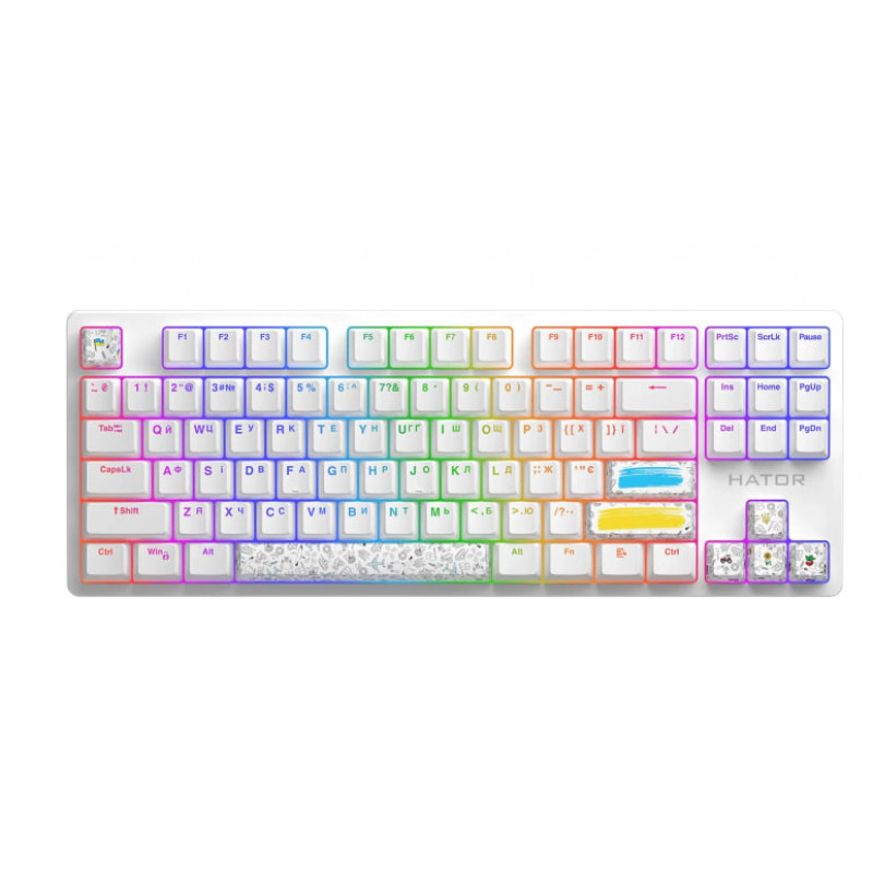 HATOR Authentic Edition white PBT keycaps - ESC/SPACE/ENTER/R.SHIFT/ARROWS (HTS-700)