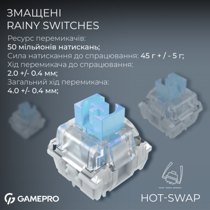 Беспроводная механическая клавиатура GamePro Asgard Valhalla Pro (MK160B-D-Pro) 75% Rainy switches