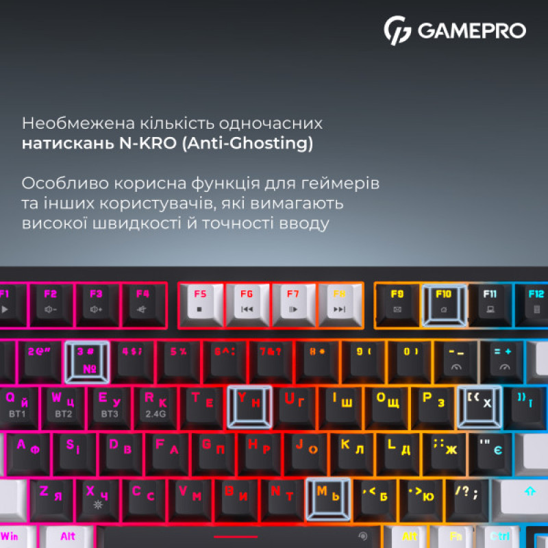Беспроводная механическая клавиатура GamePro Asgard Valhalla Pro (MK160B-D-Pro) 75% Rainy switches