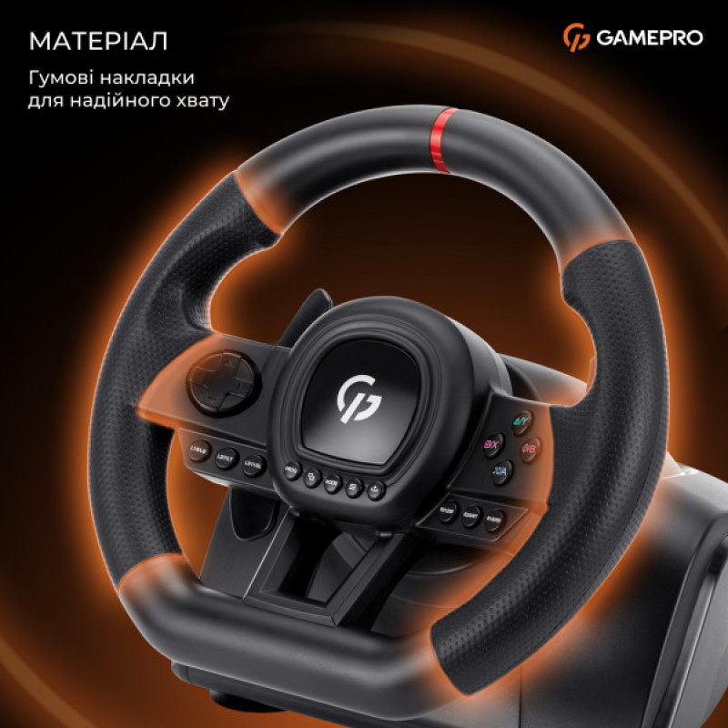 Игровой руль GamePro RW038PM с педалями и коробкой передач PC/XBOX360/XBOXONE/SWITCH/PS3/PS4