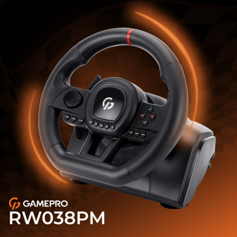Игровой руль GamePro RW038PM с педалями и коробкой передач PC/XBOX360/XBOXONE/SWITCH/PS3/PS4