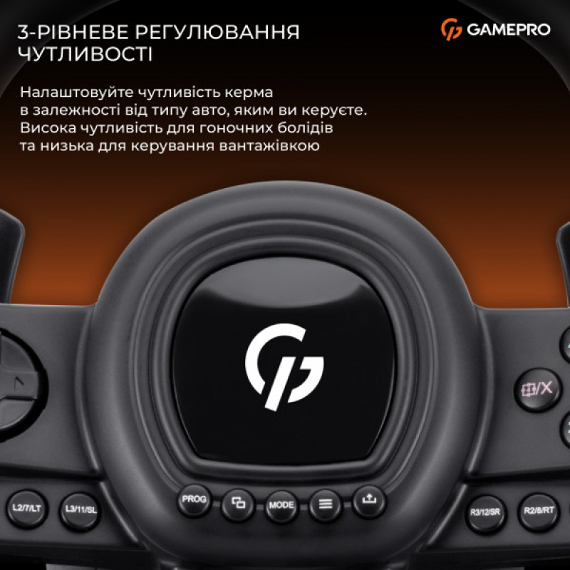 Игровой руль GamePro RW038PM с педалями и коробкой передач PC/XBOX360/XBOXONE/SWITCH/PS3/PS4