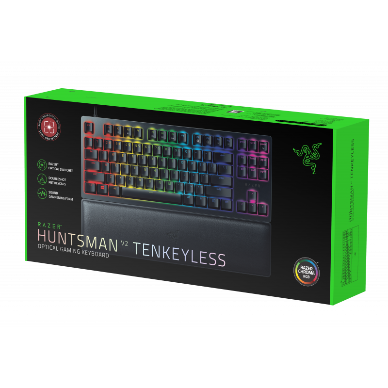 Клавіатура механічна RAZER Huntsman V2 Tenkeyless, Red Optical switch, RU (RZ03-03940800-R3R1)
