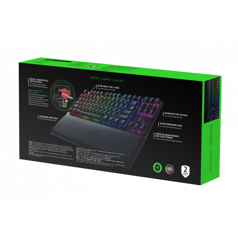 Клавіатура механічна RAZER Huntsman V2 Tenkeyless, Red Optical switch, RU (RZ03-03940800-R3R1)