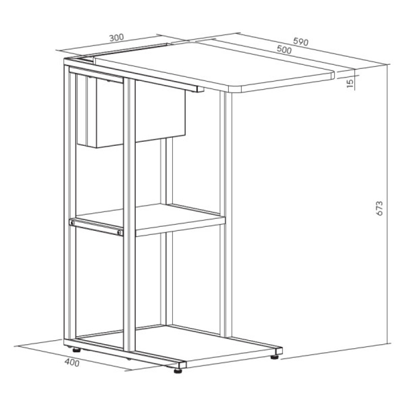 Приставной столик с местом хранения OfficePro SD175DW
