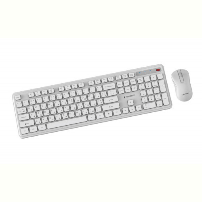 Комплект (клавиатура, мышь) беспроводной Gembird KBS-WPS-01-W-CYRL White