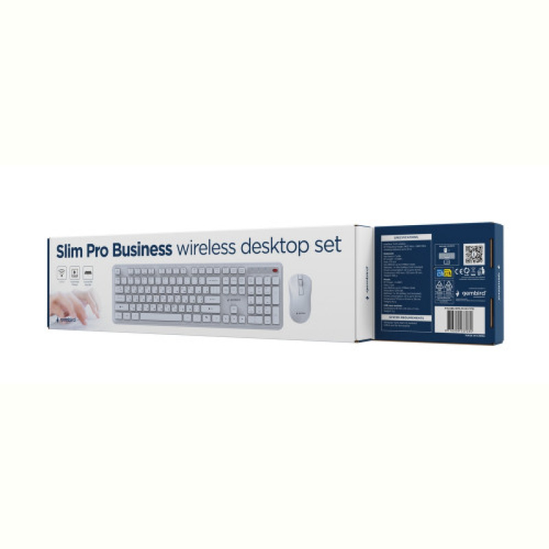 Комплект (клавиатура, мышь) беспроводной Gembird KBS-WPS-01-W-CYRL White