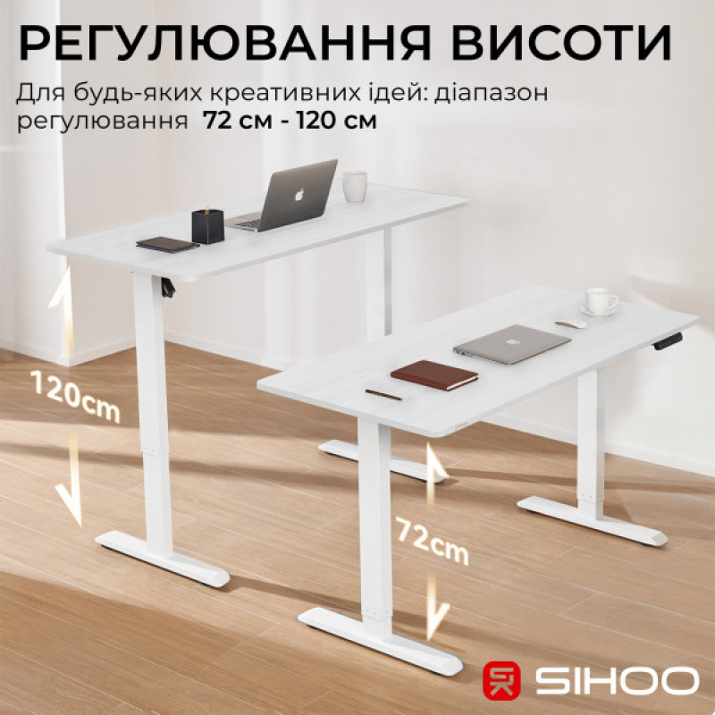 Комп’ютерний стіл з електрорегулюванням висоти Sihoo D03 1.4m White (D03-106/D03-107)