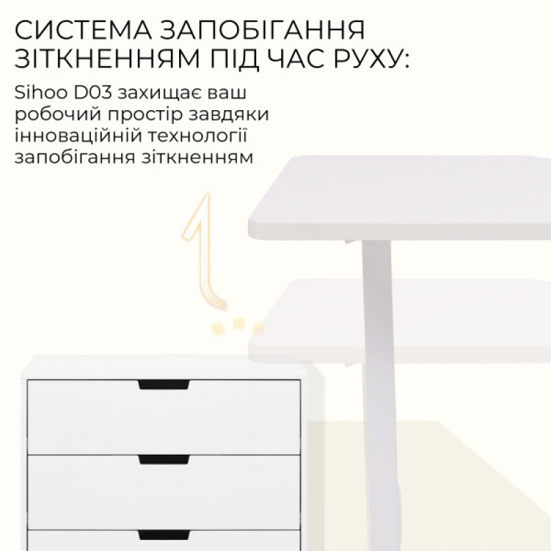 Комп’ютерний стіл з електрорегулюванням висоти Sihoo D03 1.4m White (D03-106/D03-107)