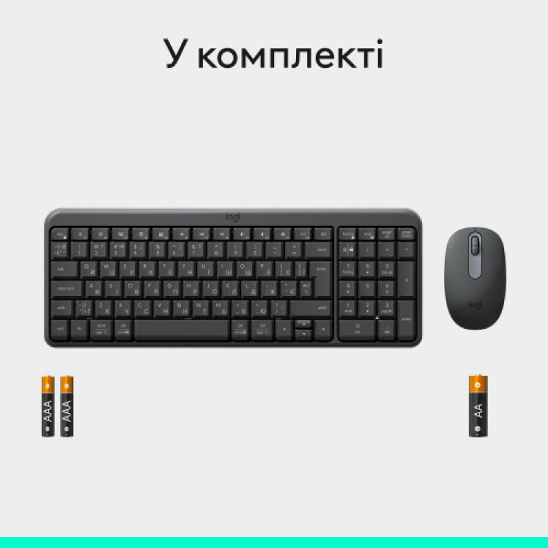 Комплект (клавиатура, мышь) беспроводной Logitech MK250 Graphite (920-013823)