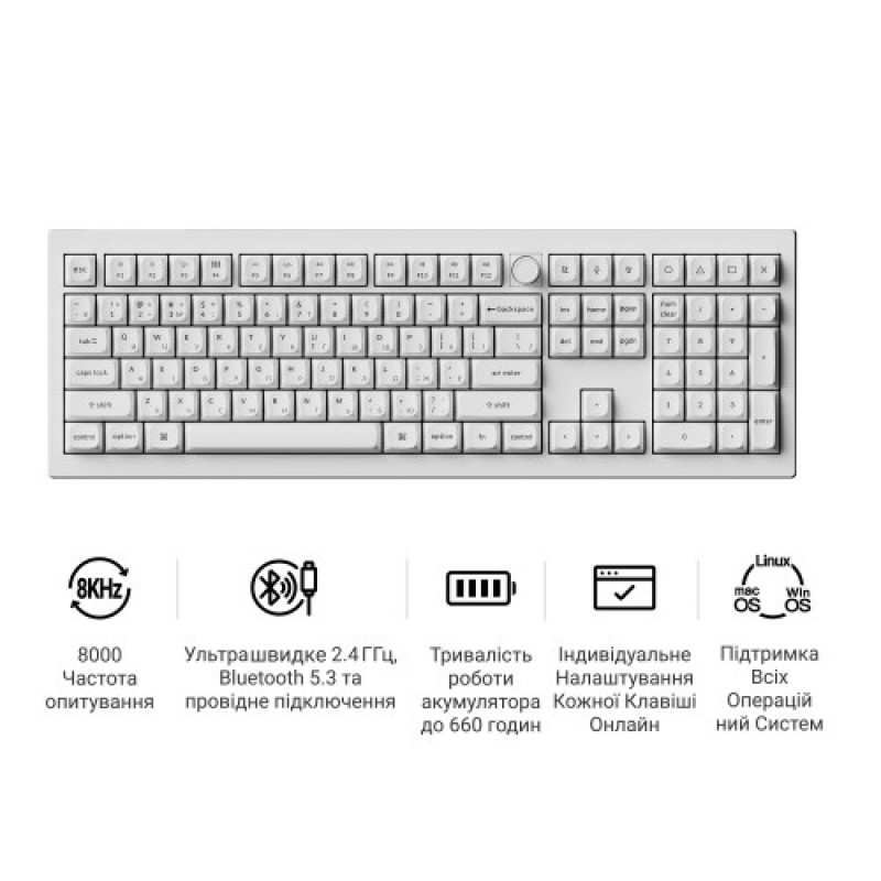 Клавиатура беспроводная Keychron V6 Ultra Keychron Red Switch White RGB (V6U-F1-UA)