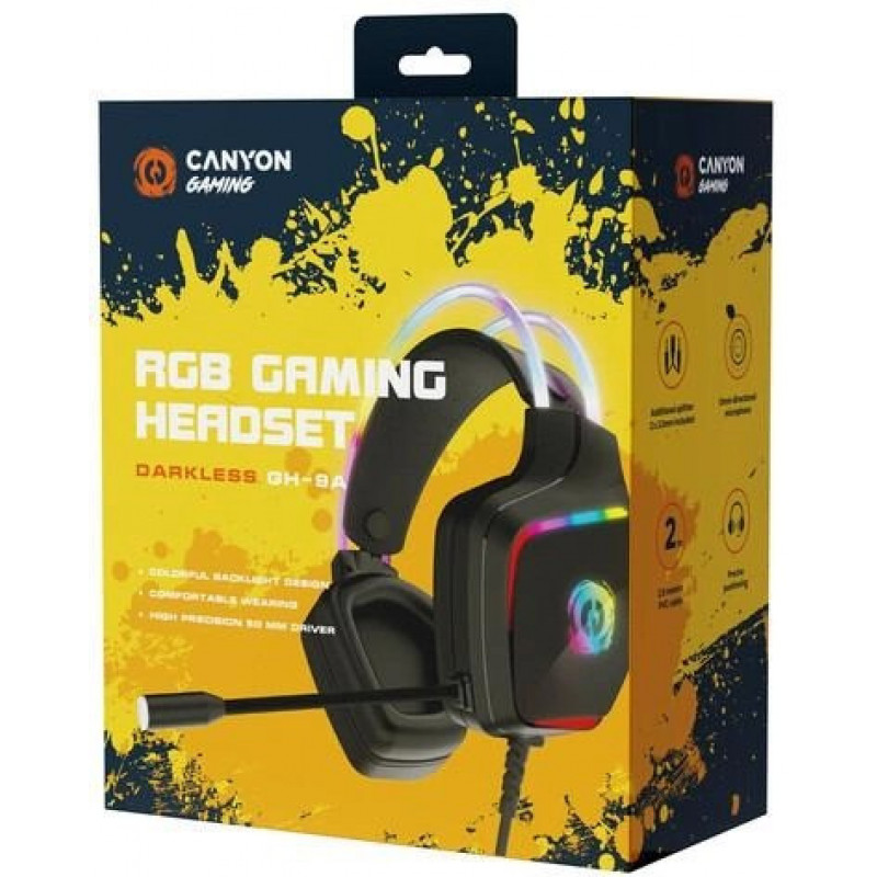 Гарнітура Canyon Darkless GH-9A Gaming 3.5 мм RGB Black (CND-SGHS9A)