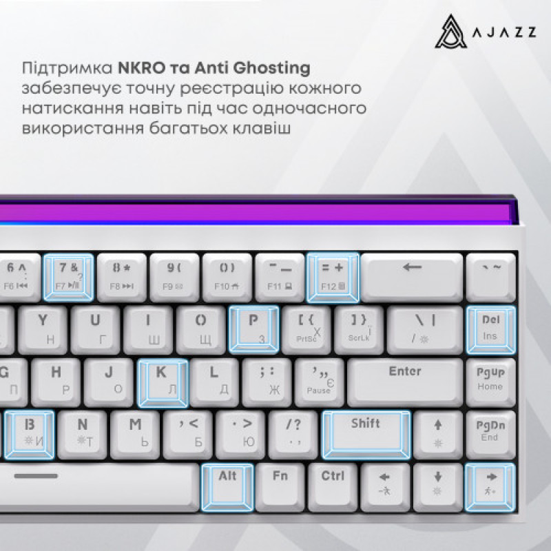 Клавіатура Ajazz NK68 Red Switch White USB-C (NK68-R-W)