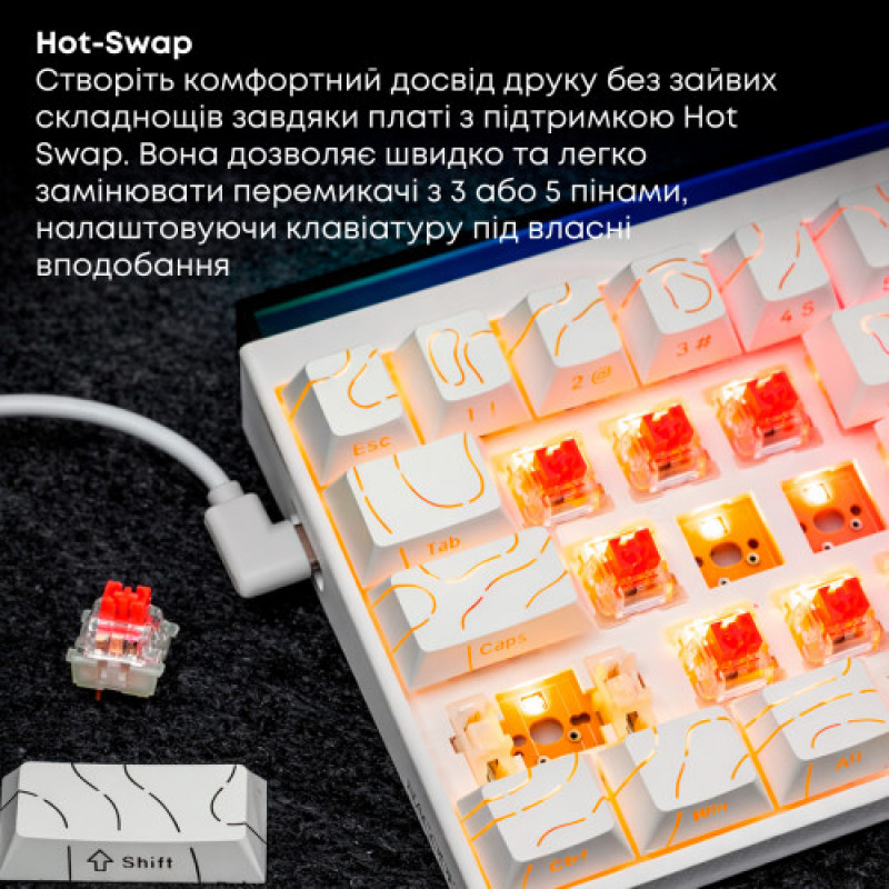 Клавіатура Ajazz NK68 Red Switch White USB-C (NK68-R-S-W)