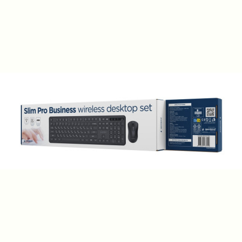 Комплект (клавиатура, мышь) беспроводной Gembird KBS-WPS-01-CYRL Black