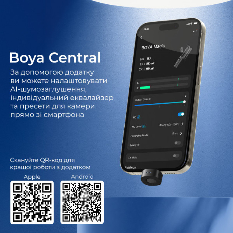 Бездротовий мікрофон BOYA Magic-03 Type-C/TRS Black