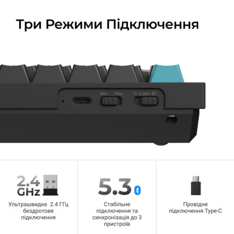 Клавиатура беспроводная Keychron Q1 Ultra Keychron Red Switch Black RGB (Q1U-M1-UA)
