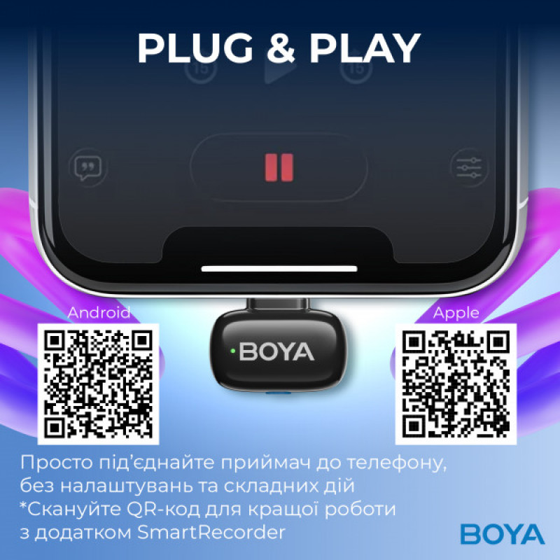 Беспроводной петличный микрофон BOYA mini-23 Type-C Black