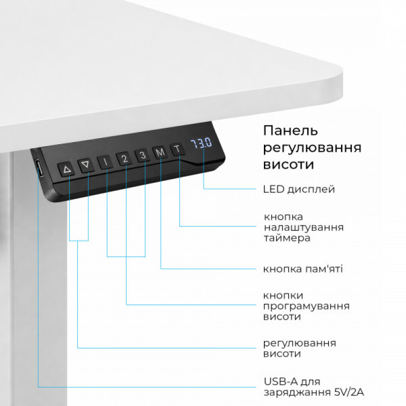 Комп’ютерний стіл з електрорегулюванням висоти OfficePro ODE1880W