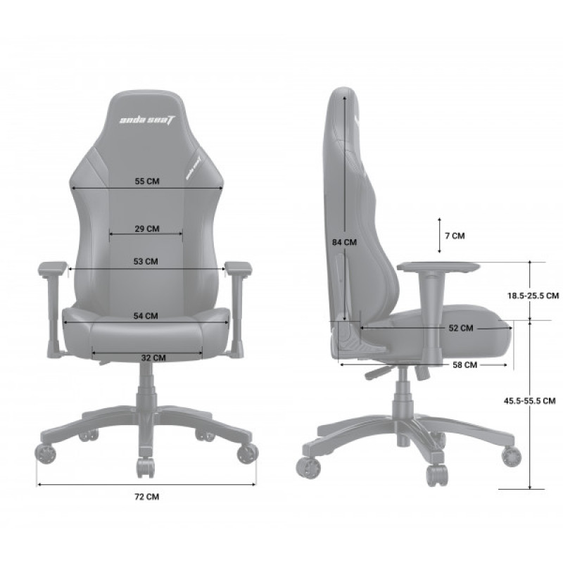 Крісло ігрове Anda Seat Luna Black/Blue Size L (AD18-44-BS-PV)