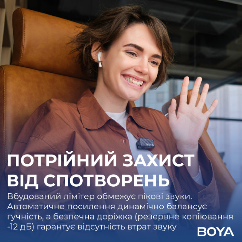 Бездротовий мікрофон BOYA MIC 2-02 Type-C/TRS Black