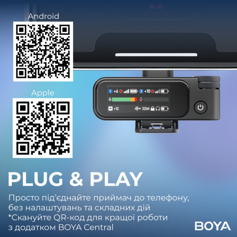 Бездротовий мікрофон BOYA MIC 2-02 Type-C/TRS Black