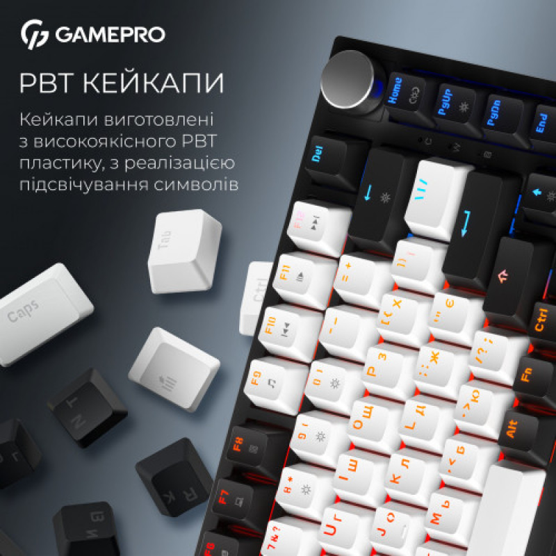 Клавіатура бездротова GamePro Asgard Valhalla QLAB Sakura Switch Black (MK160-B-QS-PRO)