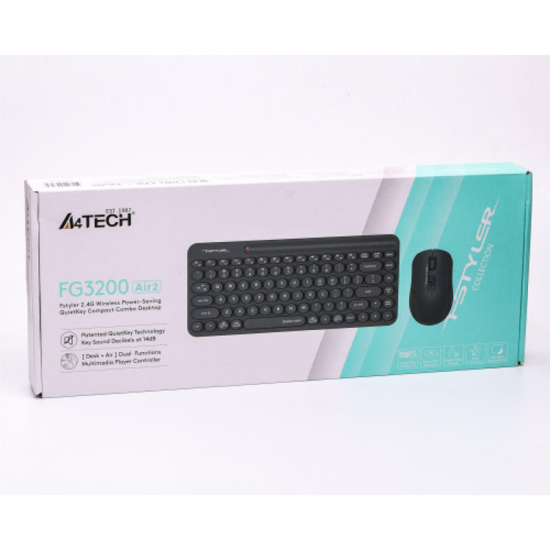 Комплект (клавиатура, мышь) беспроводной A4Tech FG3200 Air2 Grey