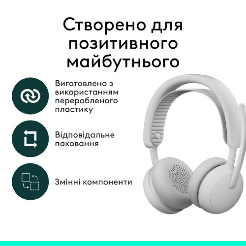 Bluetooth-гарнитура Logitech Zone Wireless 2 ES Off-White (981-001508)