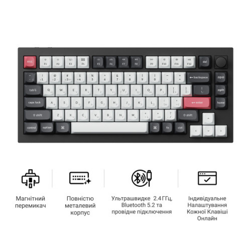 Клавиатура беспроводная Keychron Q1 HE Magnetic Switch Black RGB (Q1H-M1-UA)