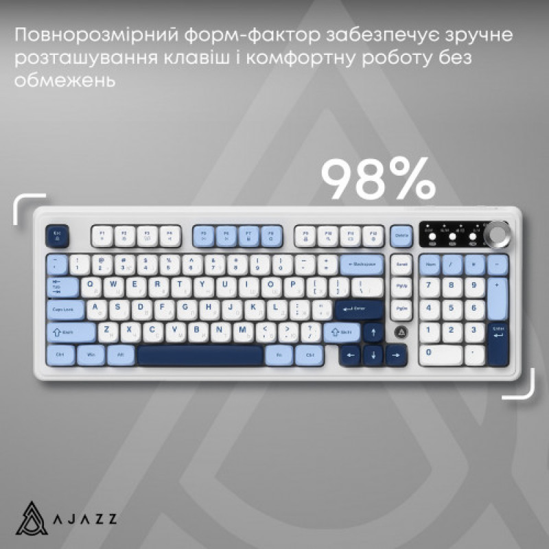 Клавиатура беспроводная Ajazz AF98 Plus Glacier Blue (AF98-PLUS-GB)