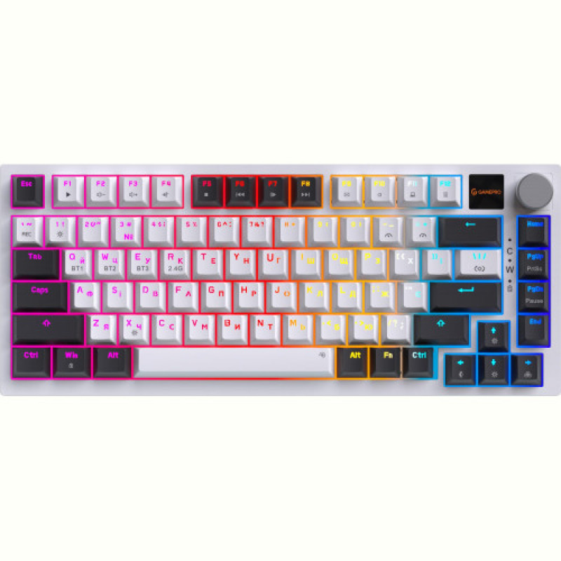Клавіатура бездротова GamePro Asgard Valhalla QLAB Sakura Switch White With Display (MK160-W-D-QS-PRO)