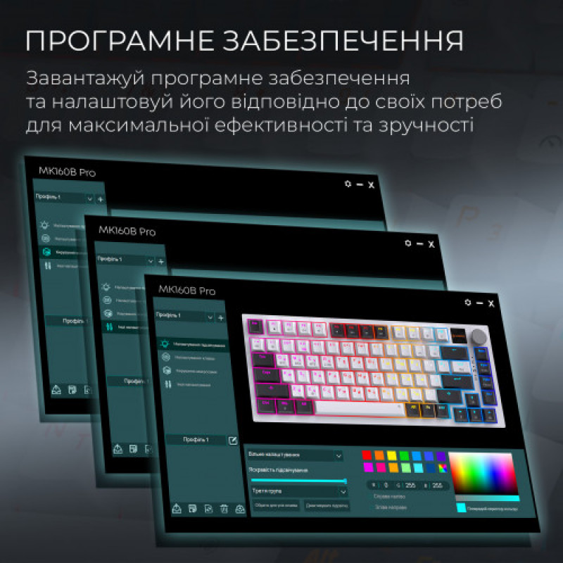 Клавіатура бездротова GamePro Asgard Valhalla QLAB Sakura Switch White With Display (MK160-W-D-QS-PRO)