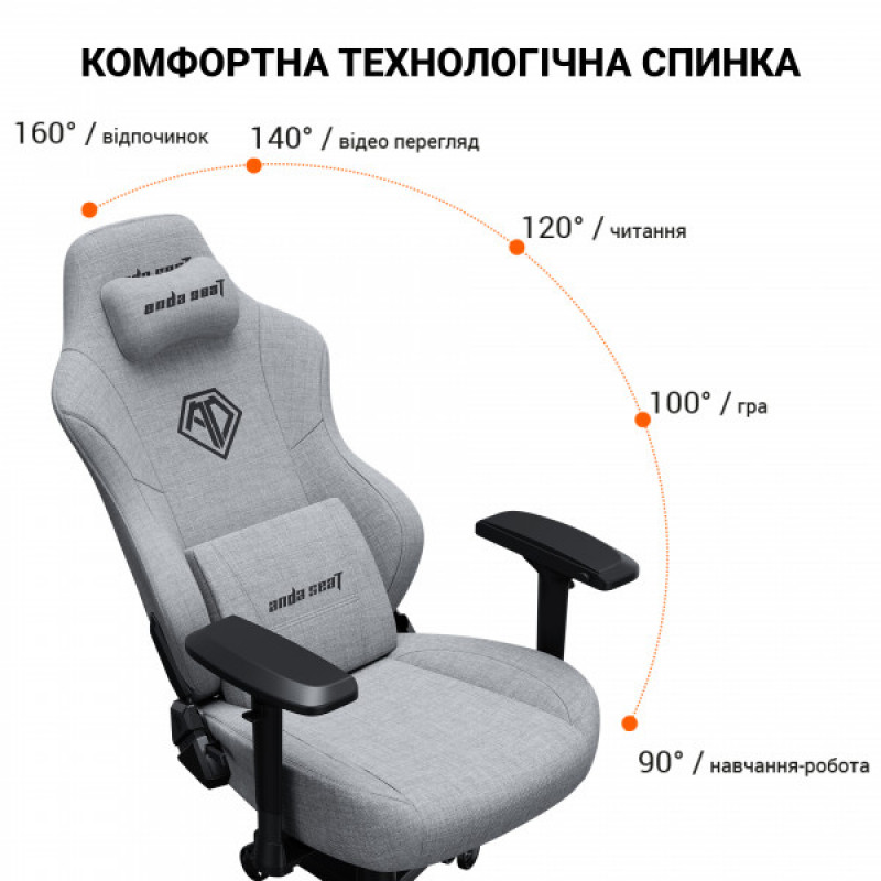 Кресло игровое Anda Seat Phantom 3 Pro Fabric Dark Gray Size L (AD18YC-06-GB-F)