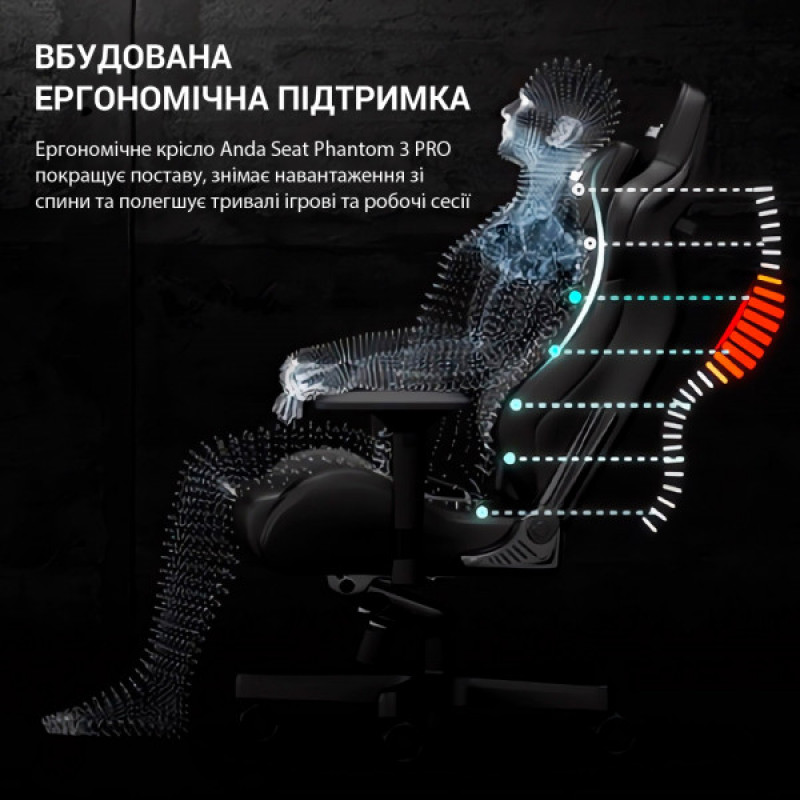 Кресло игровое Anda Seat Phantom 3 Pro Fabric Dark Gray Size L (AD18YC-06-GB-F)