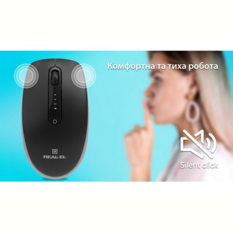 Мышь беспроводная REAL-EL RM-455W Black