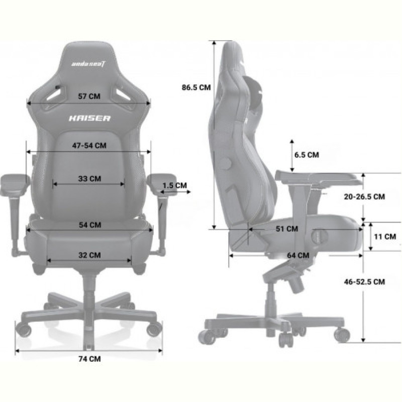 Крісло для геймерів Anda Seat Kaiser 4 Size XL Fabric Black (AD12YDDC-XLL-20-B-CF)