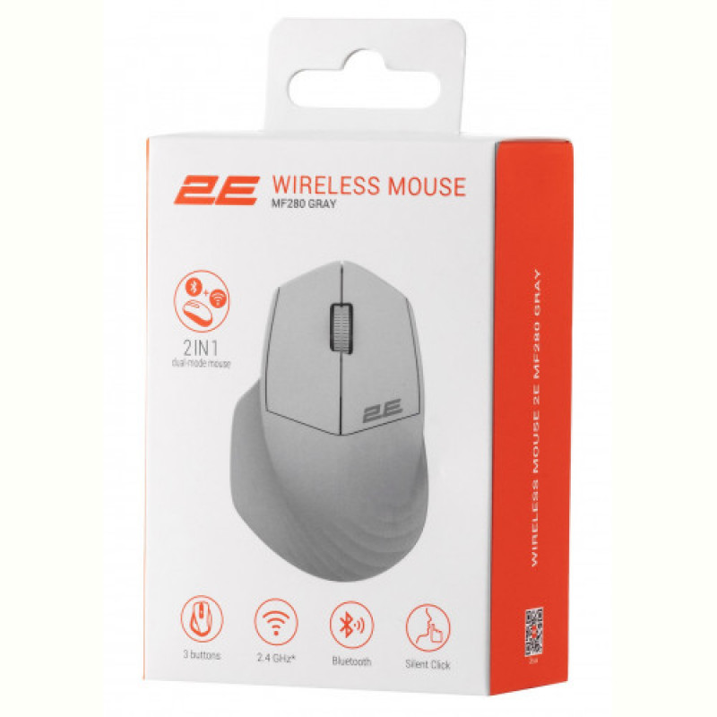 Мышь беспроводная 2E MF280 Silent Gray (2E-MF280WGR)