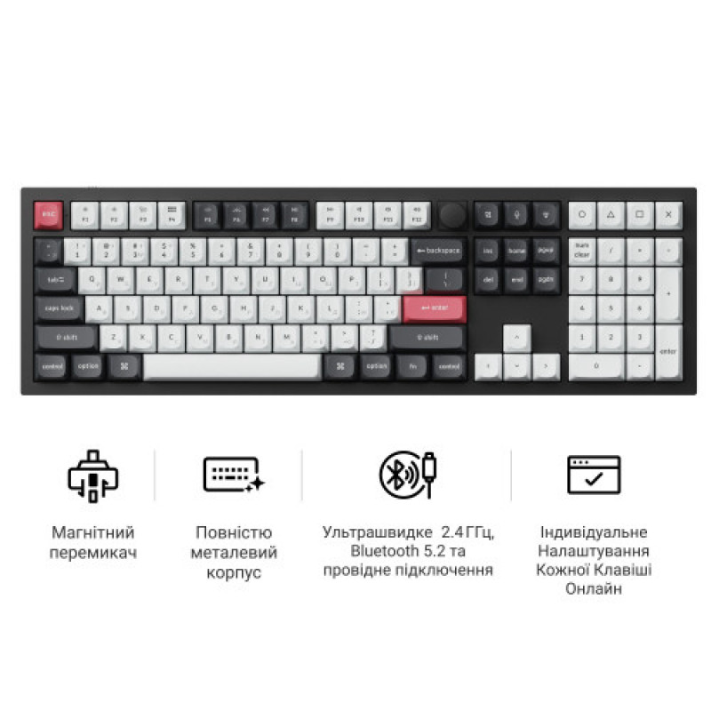 Клавиатура беспроводная Keychron Q6 HE Magnetic Switch Black RGB (Q6H-M1-UA)